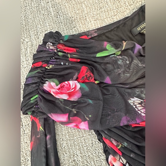 NEW- AFRM Floral Black and Red Dress - Picture 12 of 14